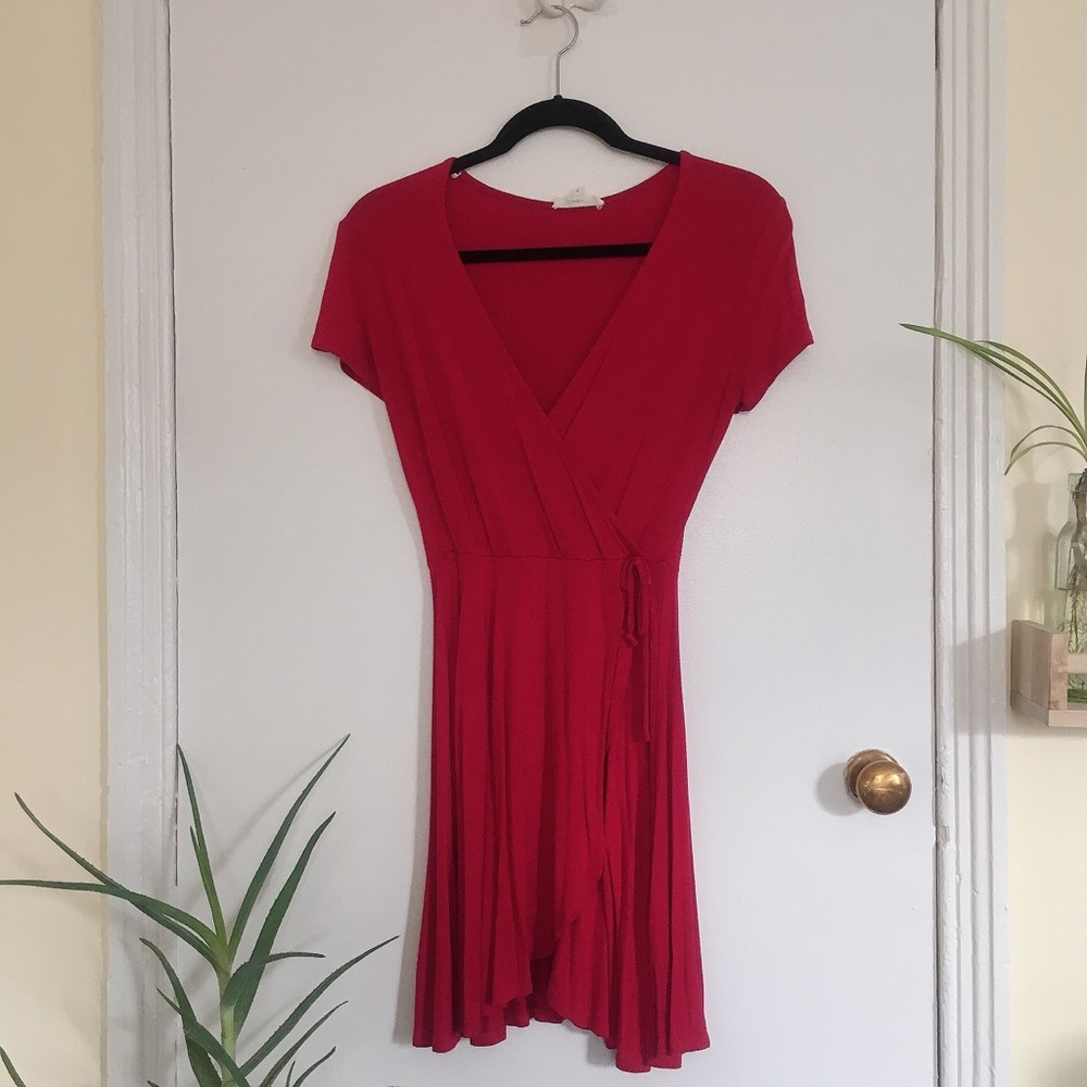 Flirty red wrap dress